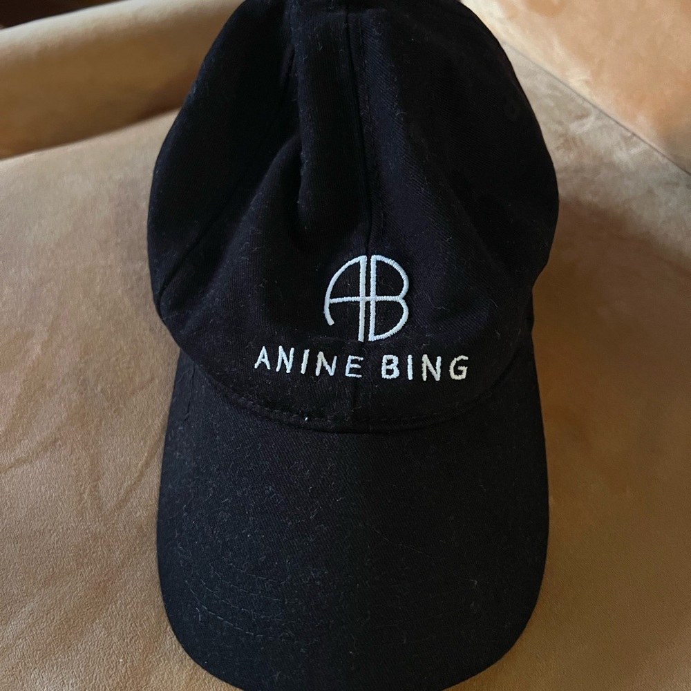 Anine Bing Black Cap with White Logo